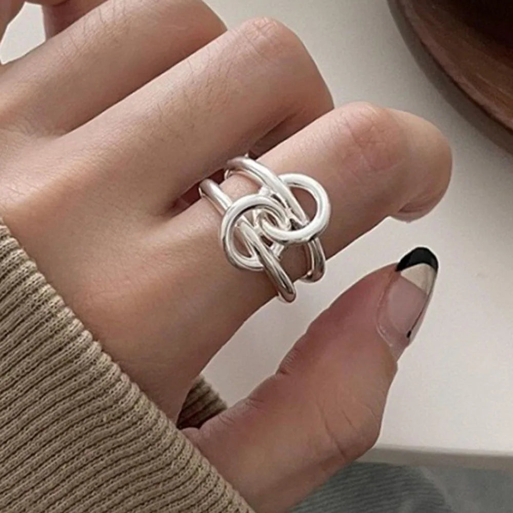 Lunex Link Sterling Silver Ring