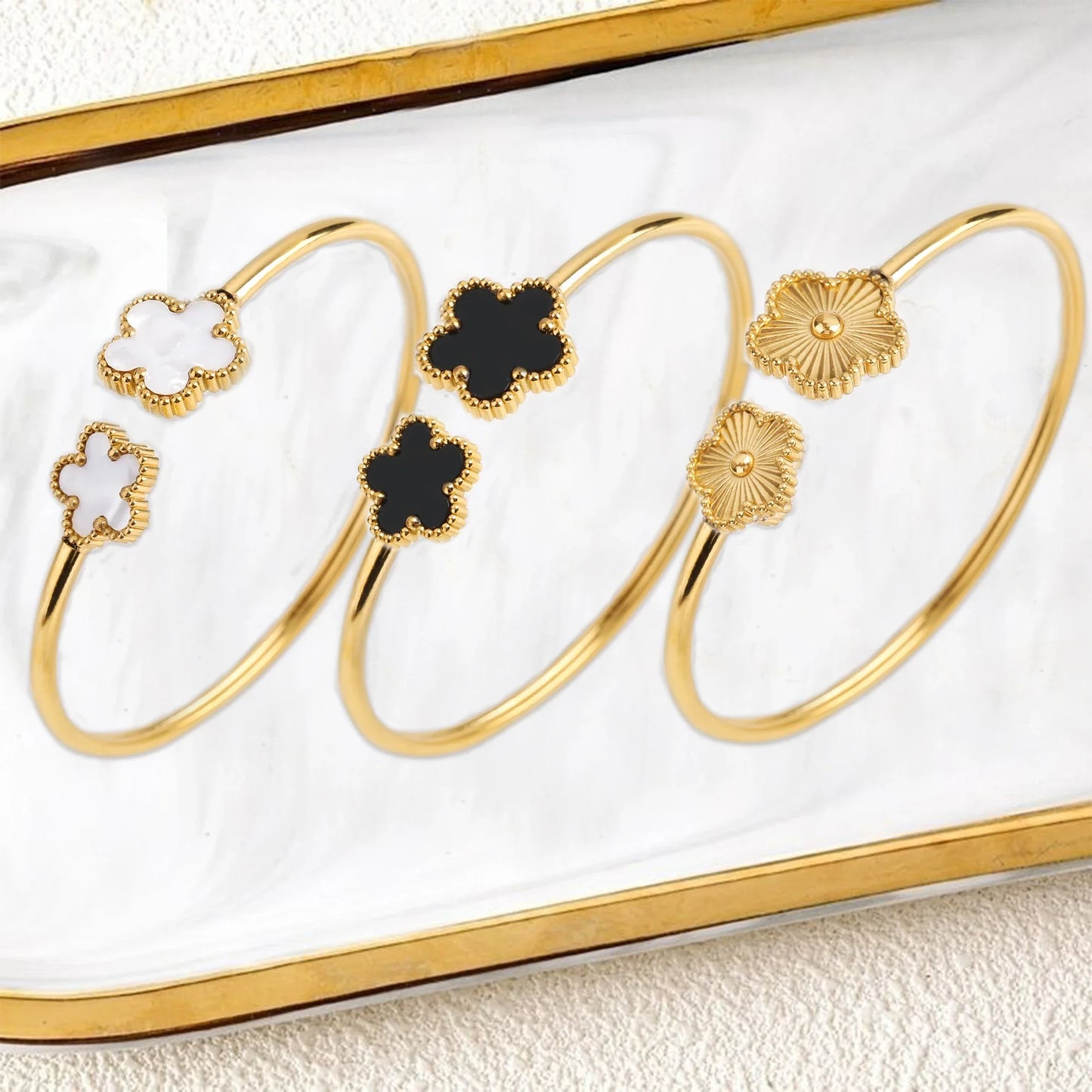 Claudine Beaded Clover Bangle