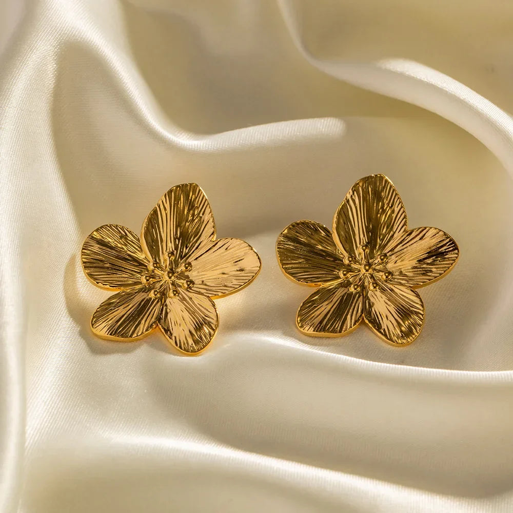 Golden Petal Statement Earrings