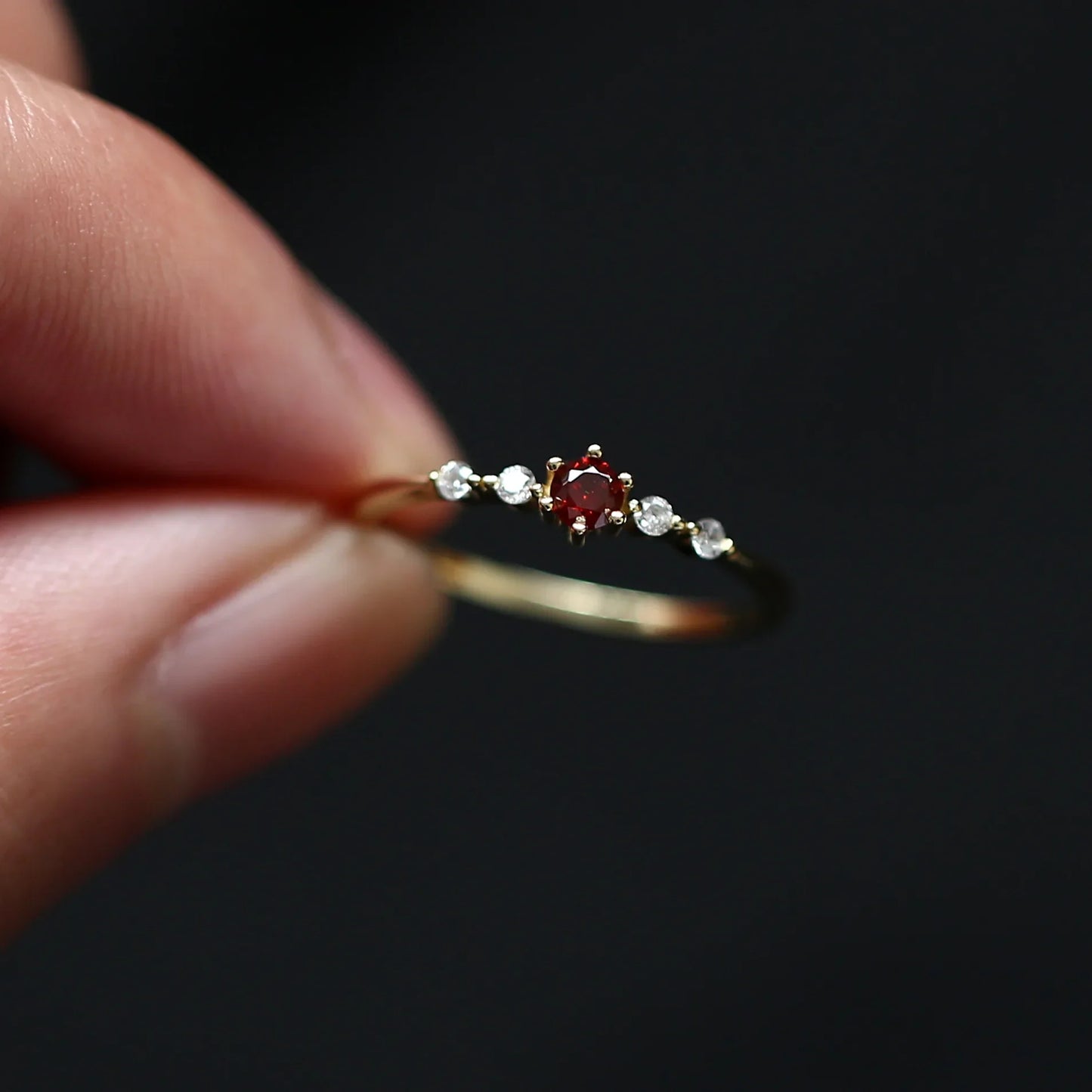 Carmine Scarlet Arc Ring
