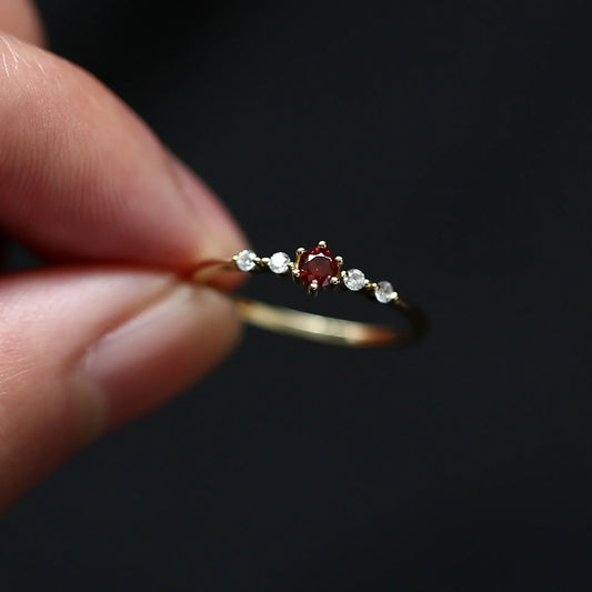 Carmine Scarlet Arc Ring