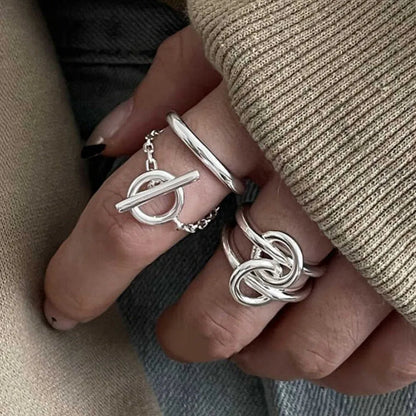 Lunex Link Sterling Silver Ring